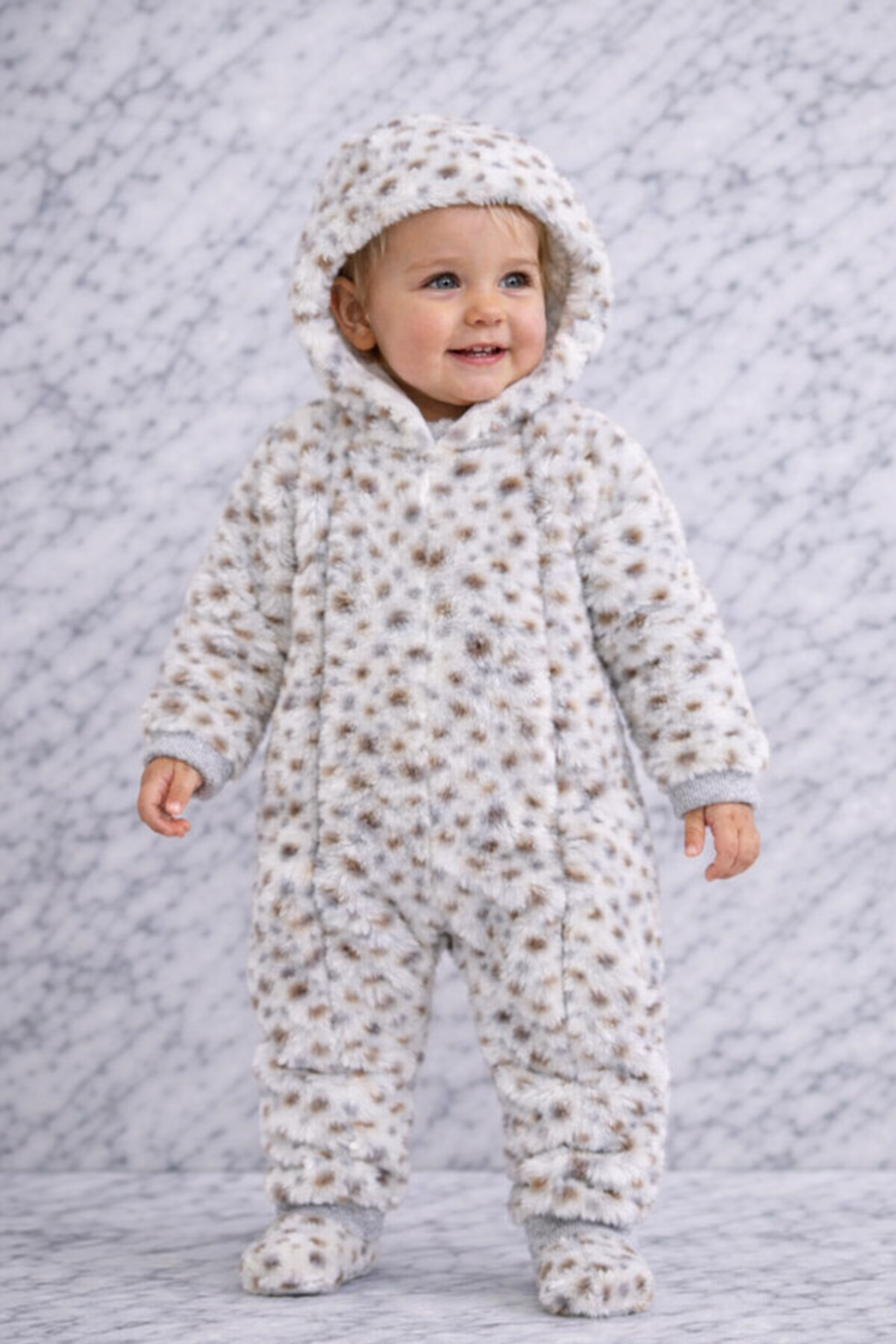 Baby Leopard Print Hooded Fleece Snowsuit