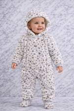 Baby Leopard Print Hooded Fleece Snowsuit
