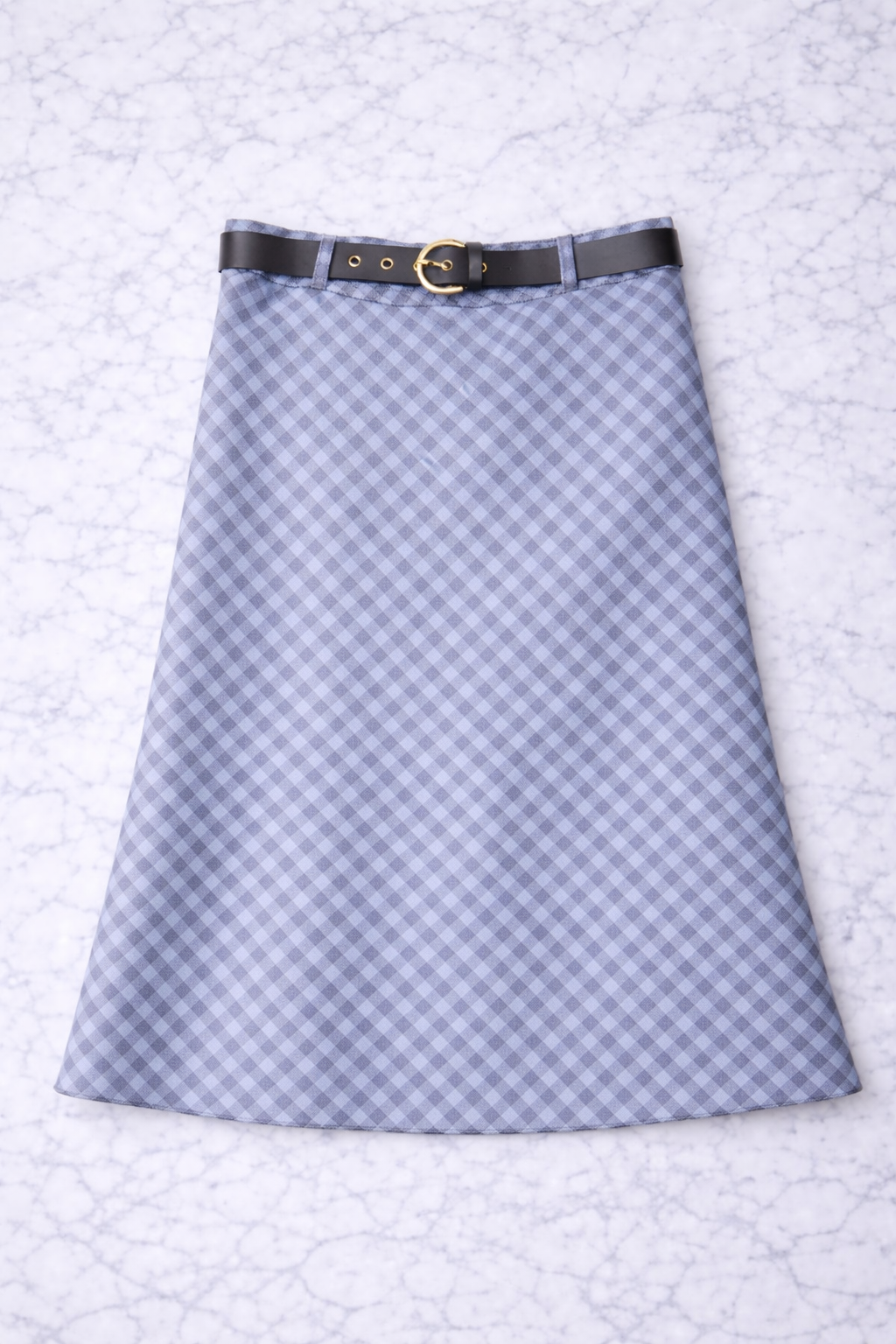 Elegant Check High-Waist Midi Skirt