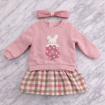 Indigo Girls 3-Piece Outfit Set – Floral Bodysuit, Check Skirt Pants & Headband