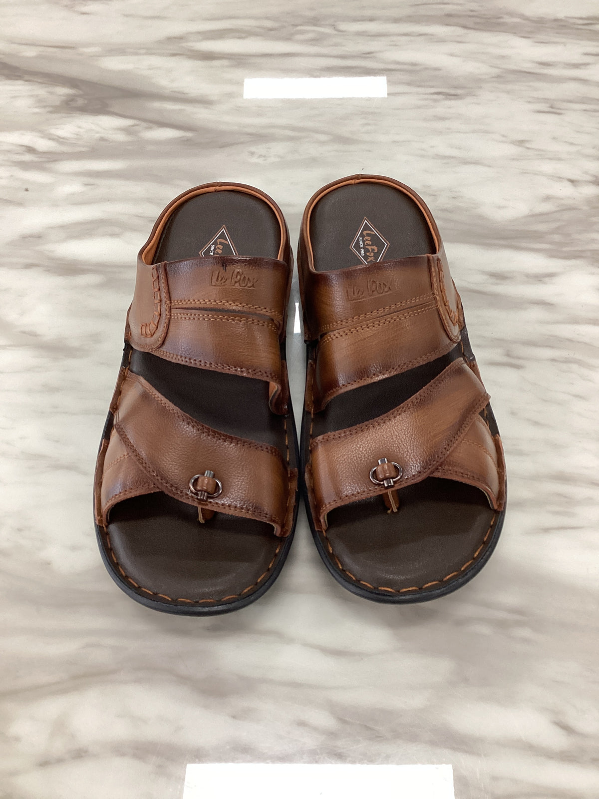 Leefox Men’s Casual Toe-Ring Leather Sandals