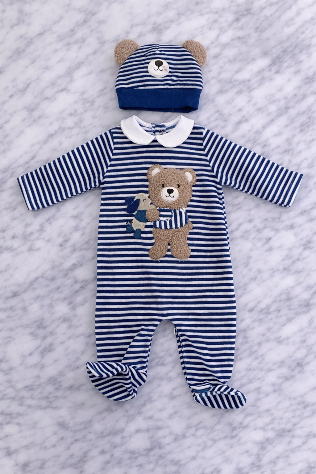 Indigo Baby Boy 2-Piece Sleepsuit Set – Romper & Hat