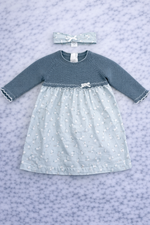 Indigo Girls Knit & Printed Dress Set with Matching Headband