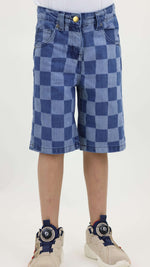 Kids Checkered Denim Shorts