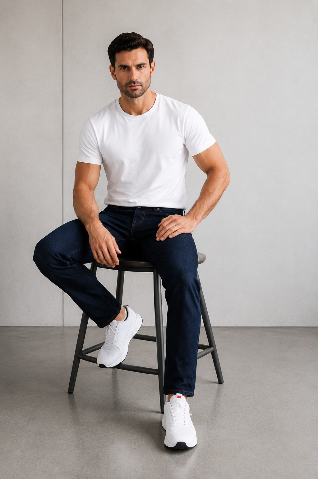 Men’s Dark Indigo Stretch Denim Jeans.(FFFF)
