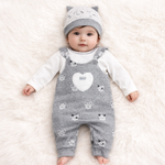 Indigo Baby 3-Piece Outfit Set – Long Sleeve Top, Printed Overalls & Hat