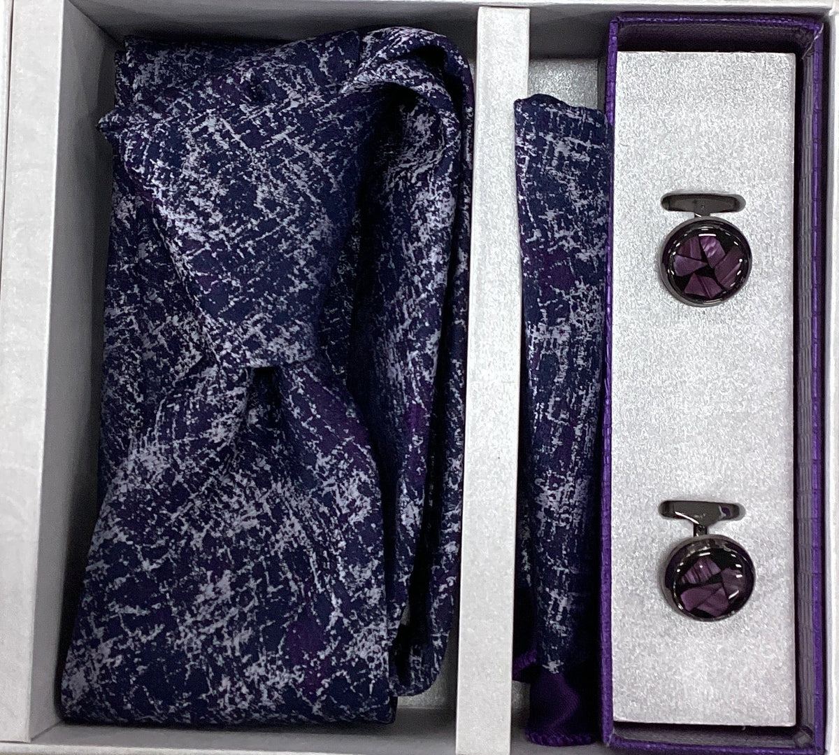 Pierre Cavelli Men’s Paisley Tie, Pocket Square & Cufflinks Gift Set