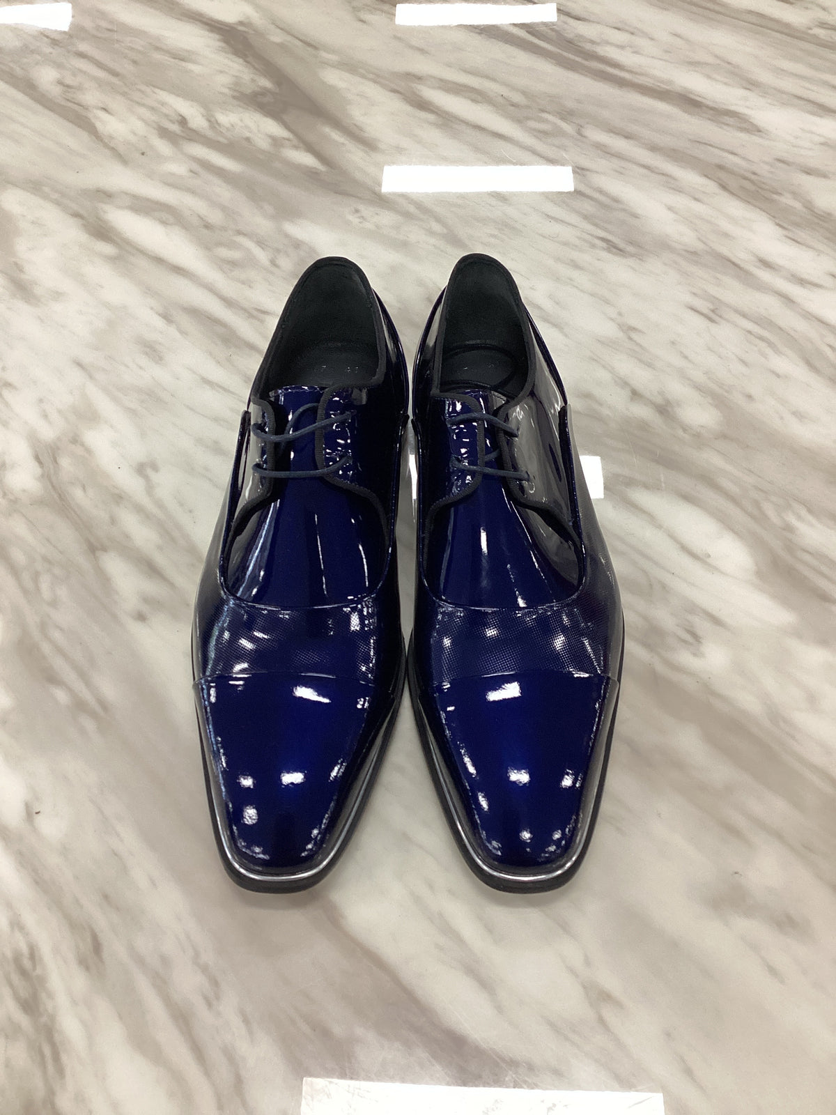 Men’s Navy Blue Patent Leather Dress Shoes