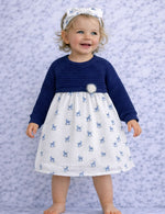 Indigo Girls Knit Dress with Headband – Navy & White