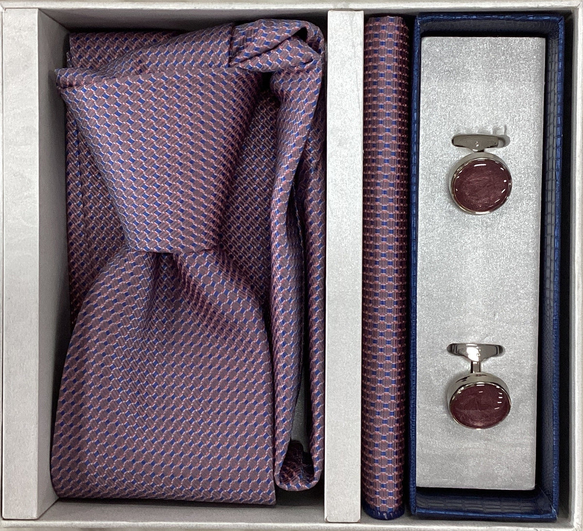 Pierre Cavelli Men’s Paisley Tie, Pocket Square & Cufflinks Gift Set
