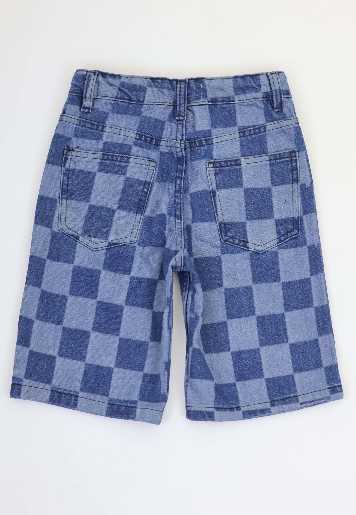 Kids Checkered Denim Shorts
