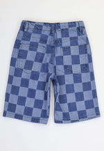 Kids Checkered Denim Shorts