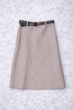 Classic Tweed A-Line Midi Skirt with Belt