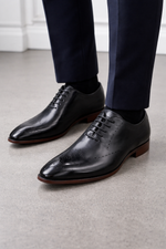 Men’s Black Leather Oxford Shoes – Classic Brogue Formal Style