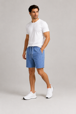 Men’s Denim Drawstring Shorts.(FFFF)