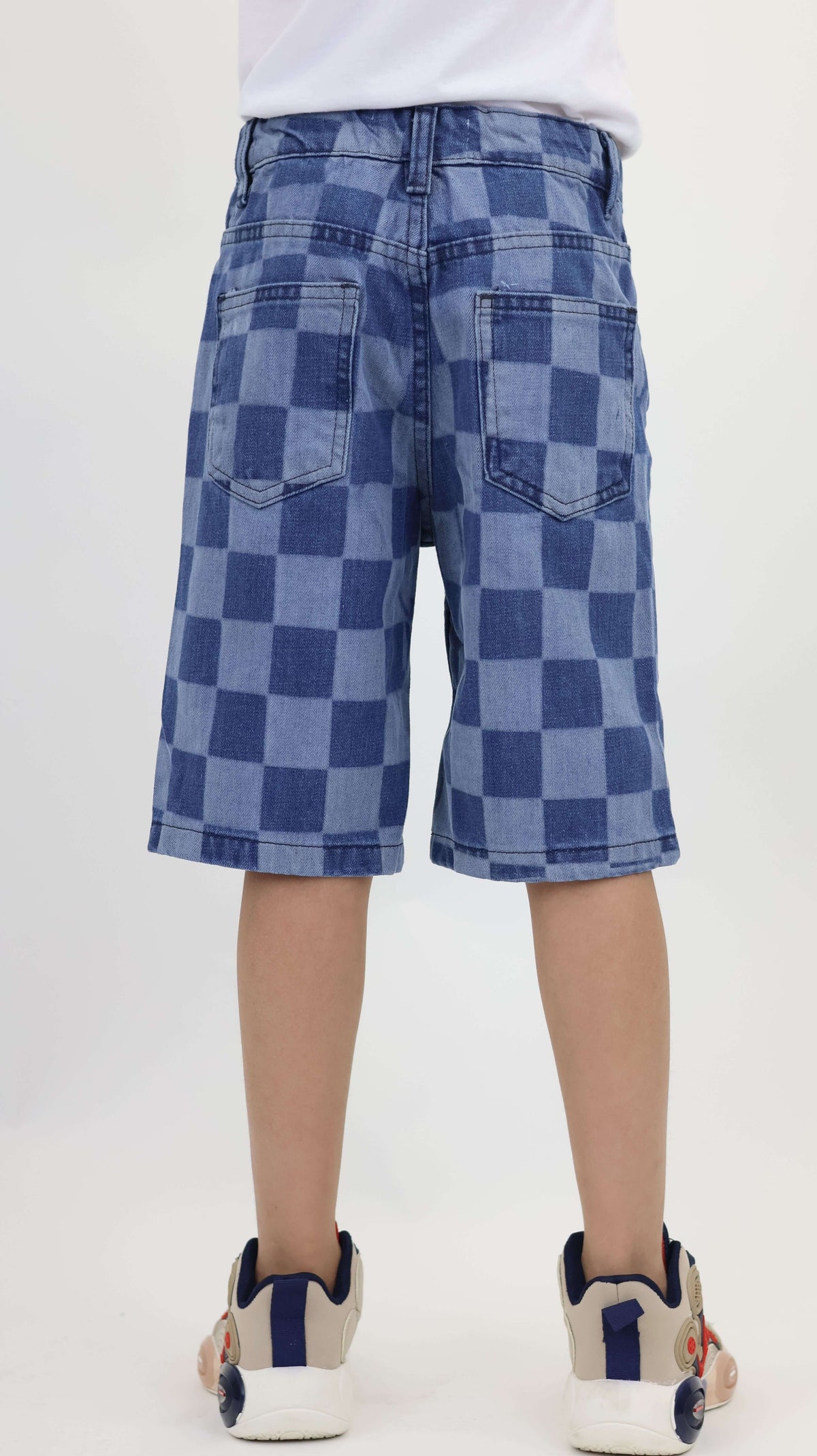Kids Checkered Denim Shorts