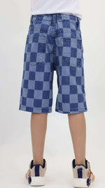 Kids Checkered Denim Shorts