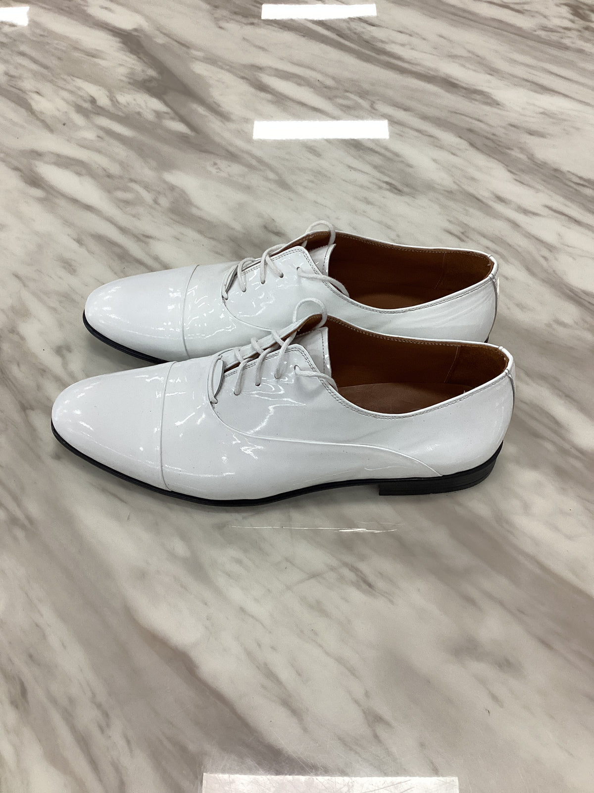 Men’s White Patent Leather Dress Shoes