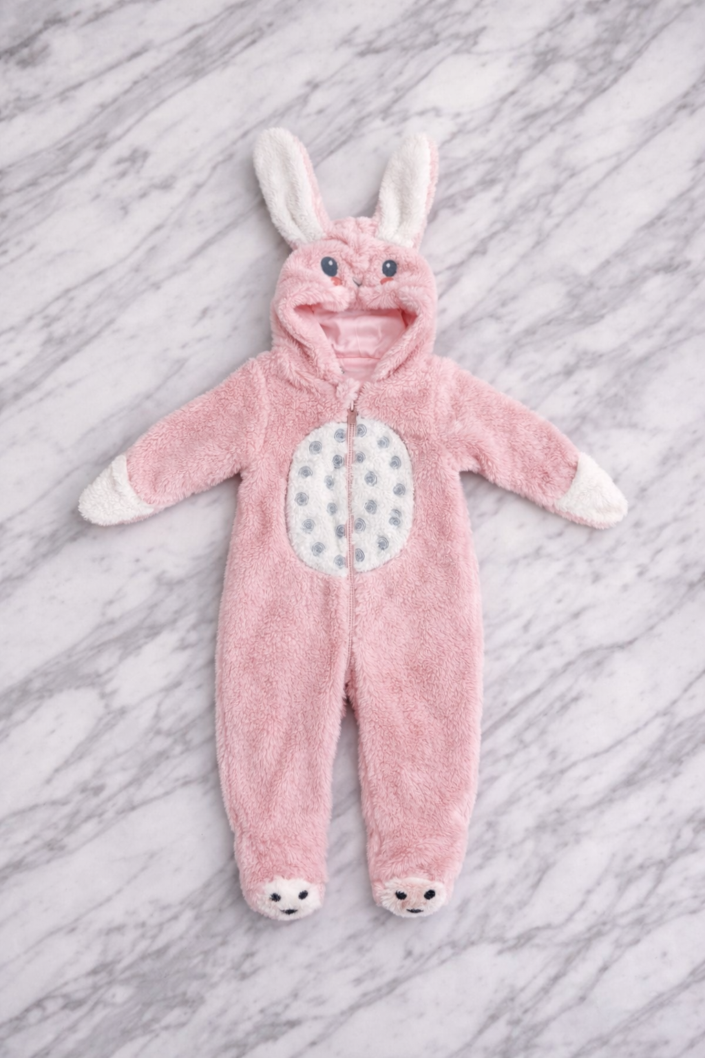 Baby Bunny Hooded Fleece Sleepsuit