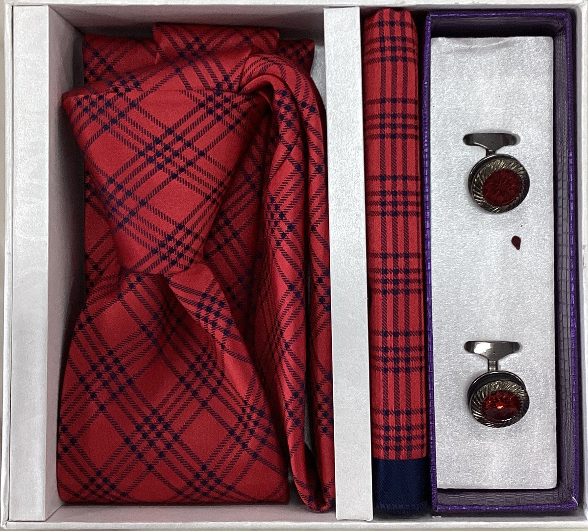 Pierre Cavelli Men’s Paisley Tie, Pocket Square & Cufflinks Gift Set