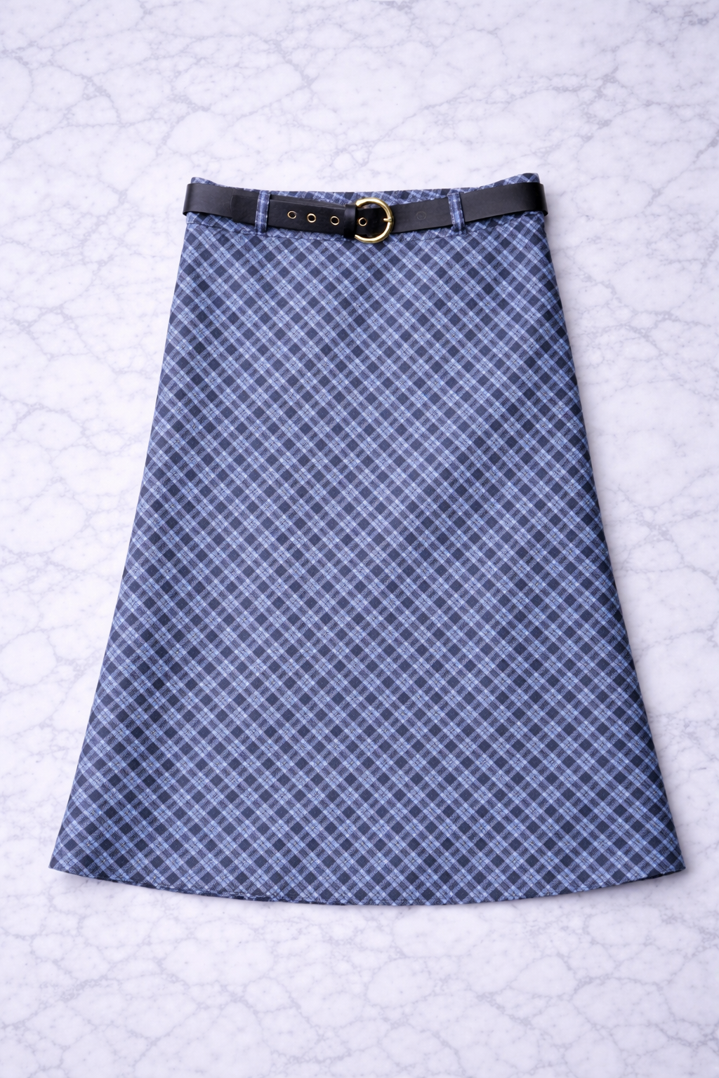 Elegant Check High-Waist Midi Skirt