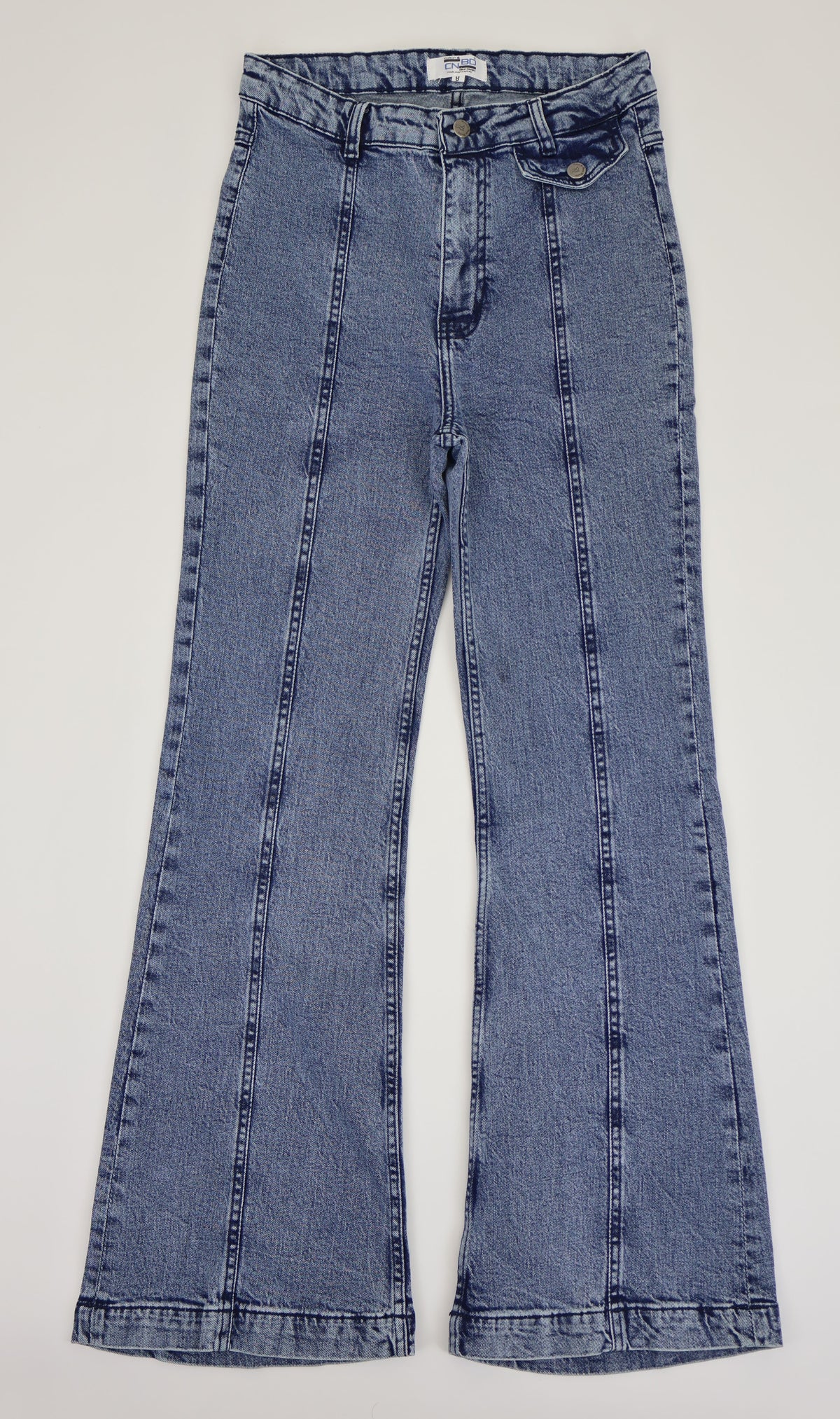 High-Waist Flared Blue Denim Jeans
