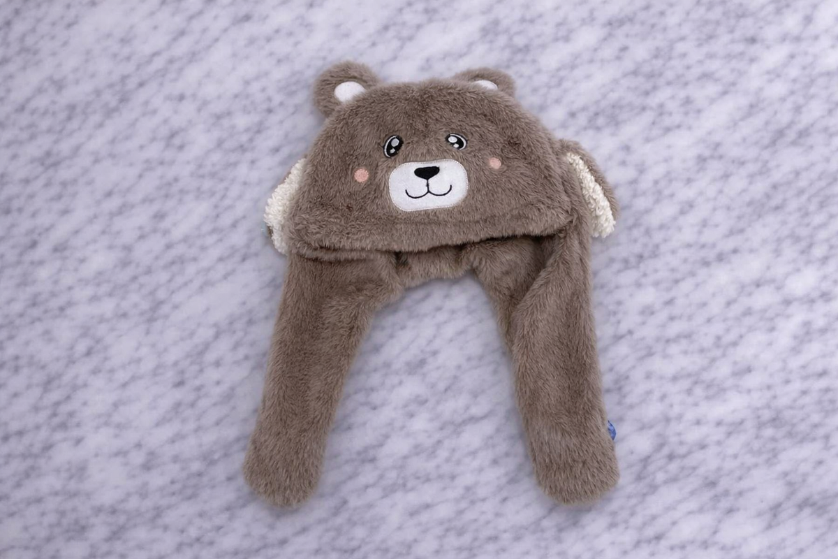 Indigo Kids Plush Winter Hat with Scarf – Bear Design