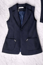 Navy Office Wear Vest and Skirt Co-Ord Set