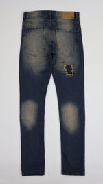 Men’s Slim Fit Distressed Denim Jeans-Dirty Blue Grenner Tone