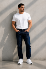 Men’s Dark Indigo Stretch Denim Jeans.(FFFF)