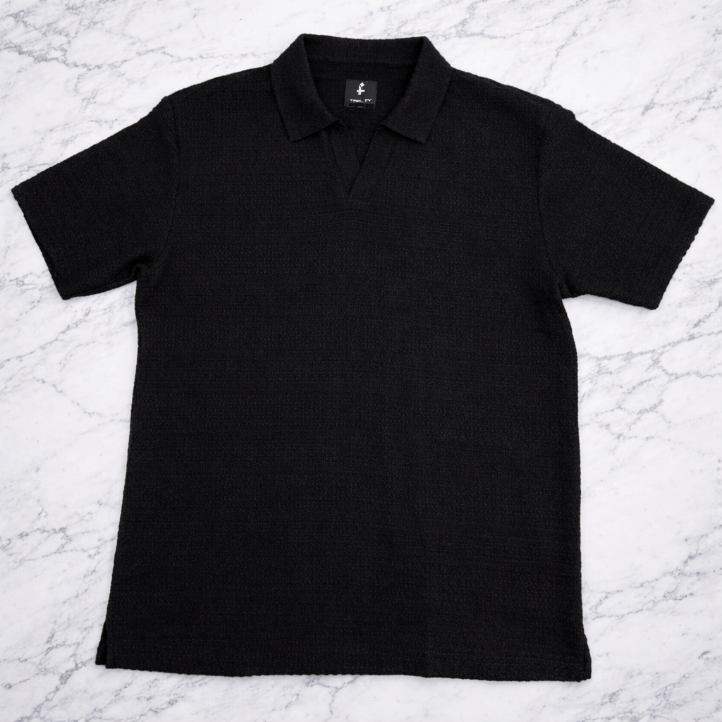 Trelini Men’s Textured Short Sleeve Polo Shirt