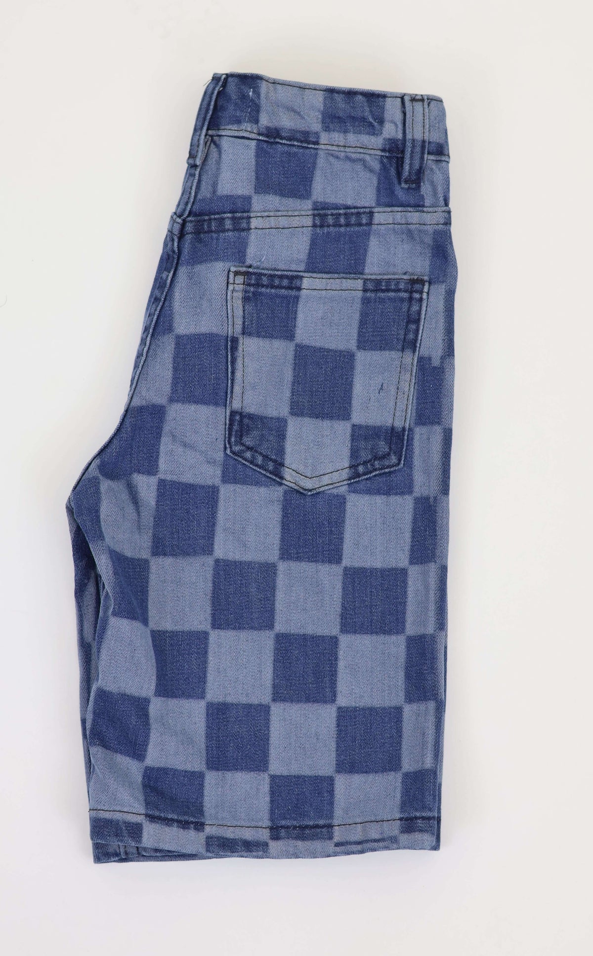 Kids Checkered Denim Shorts