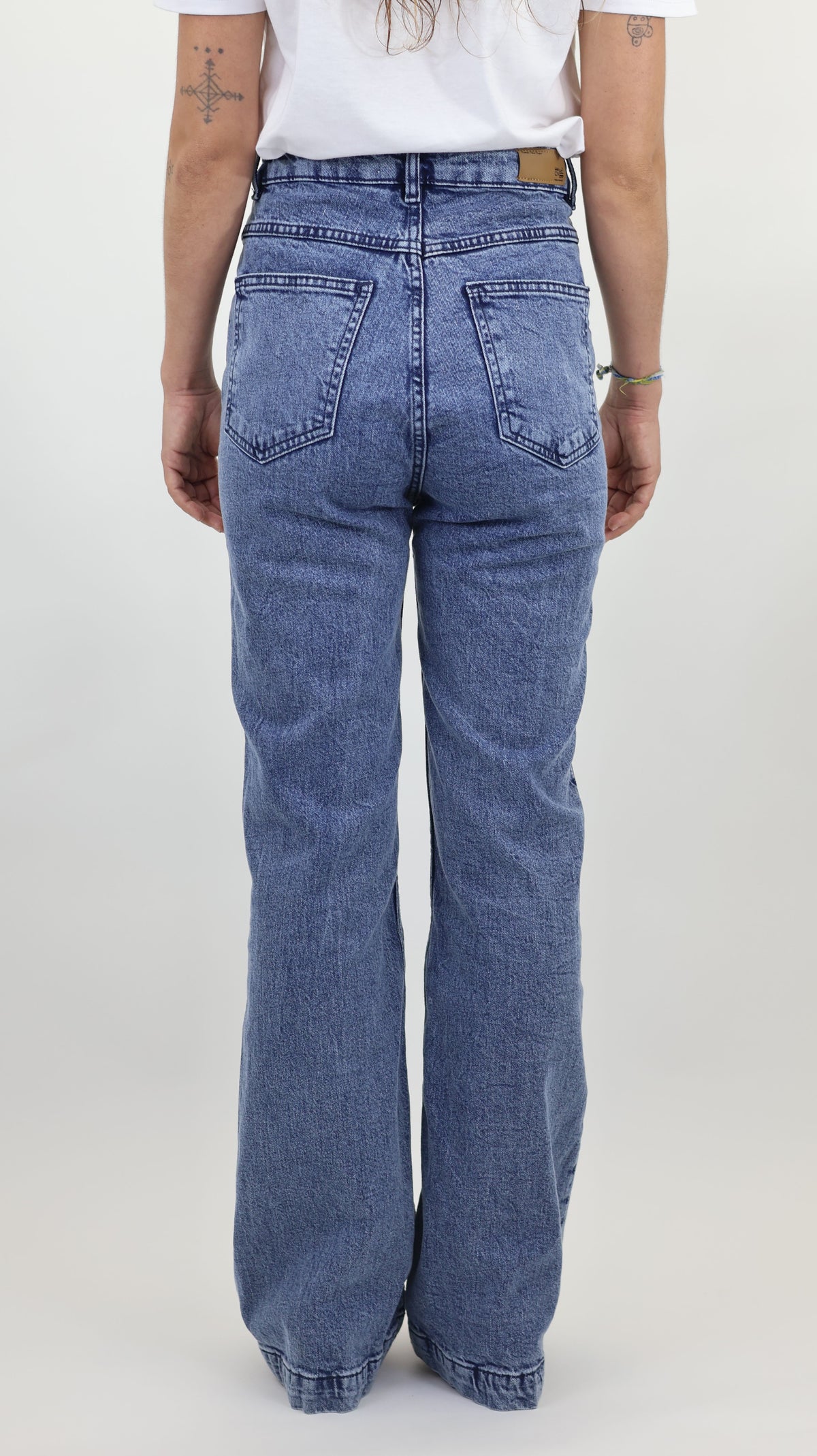 High-Waist Flared Blue Denim Jeans