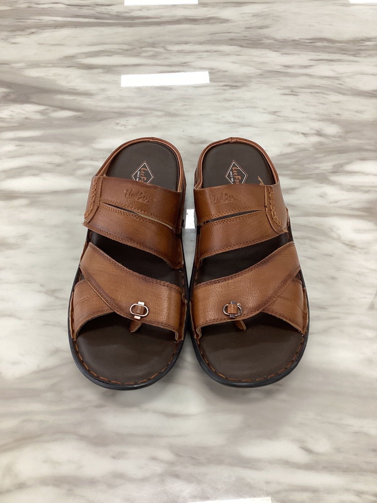 Leefox Men’s Casual Toe-Ring Leather Sandals