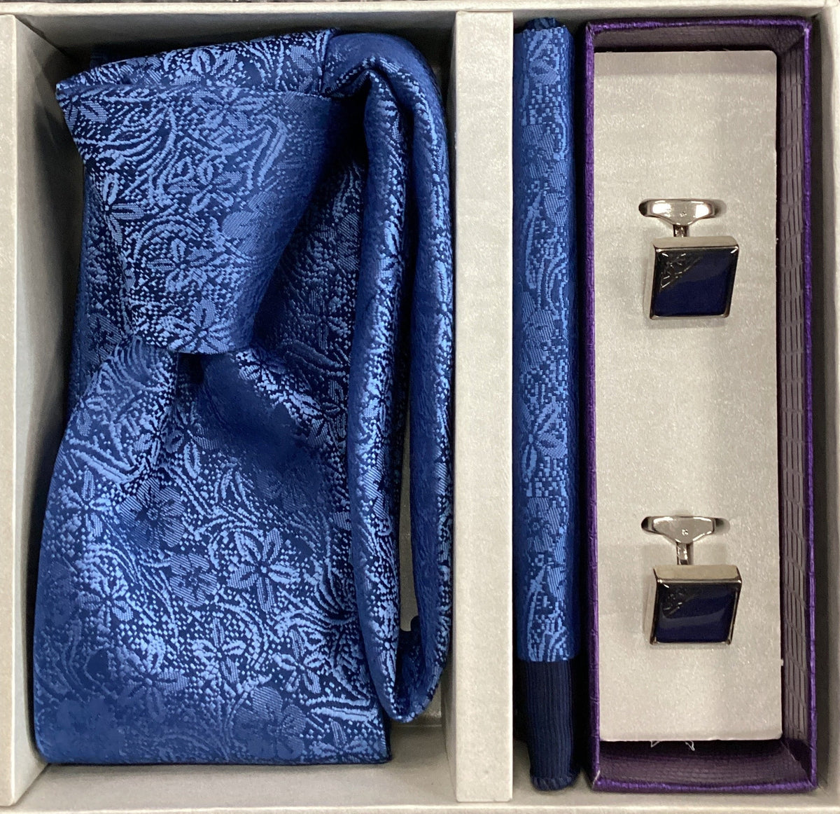 Pierre Cavelli Men’s Paisley Tie, Pocket Square & Cufflinks Gift Set