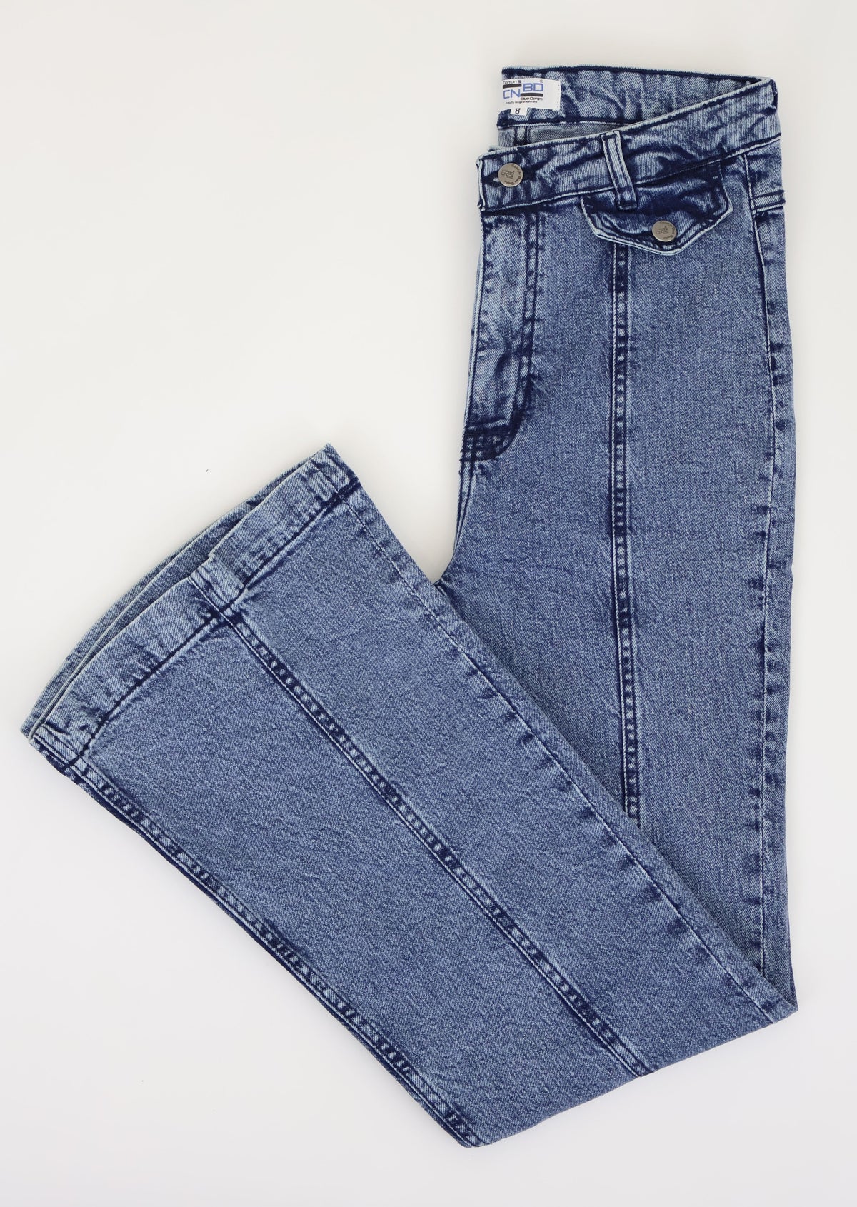 High-Waist Flared Blue Denim Jeans