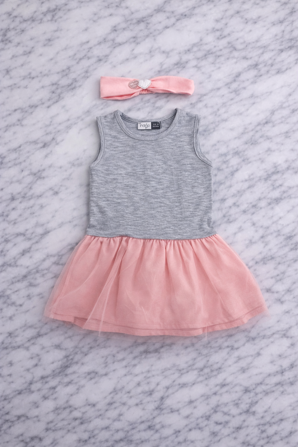 Indigo Girls Knit Dress Set with Tulle Skirt & Headband