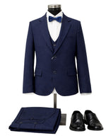 Boys Formal patterned Fabric Suit Set – Jacket, Pants, Vest and Bow tie.