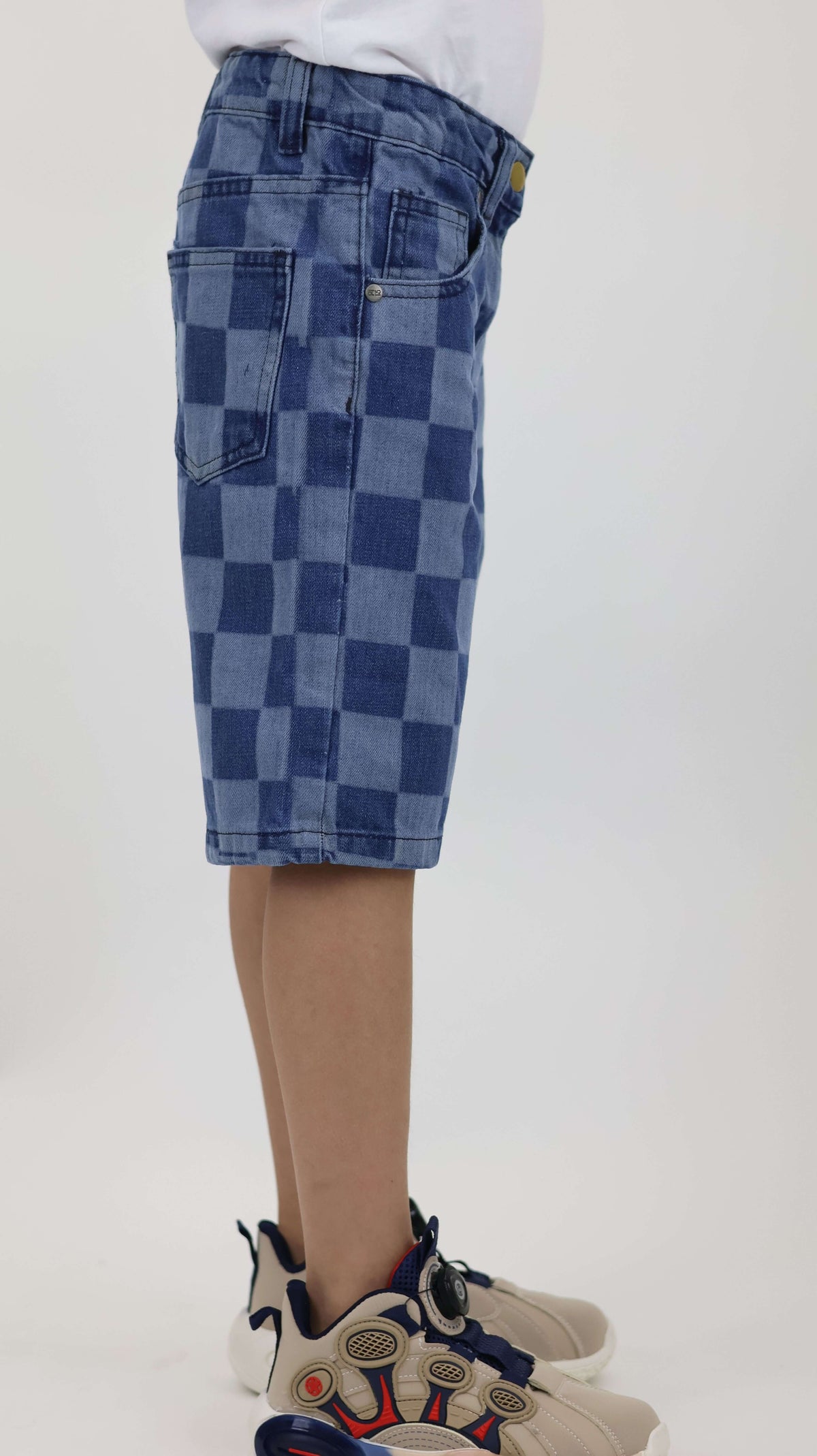 Kids Checkered Denim Shorts