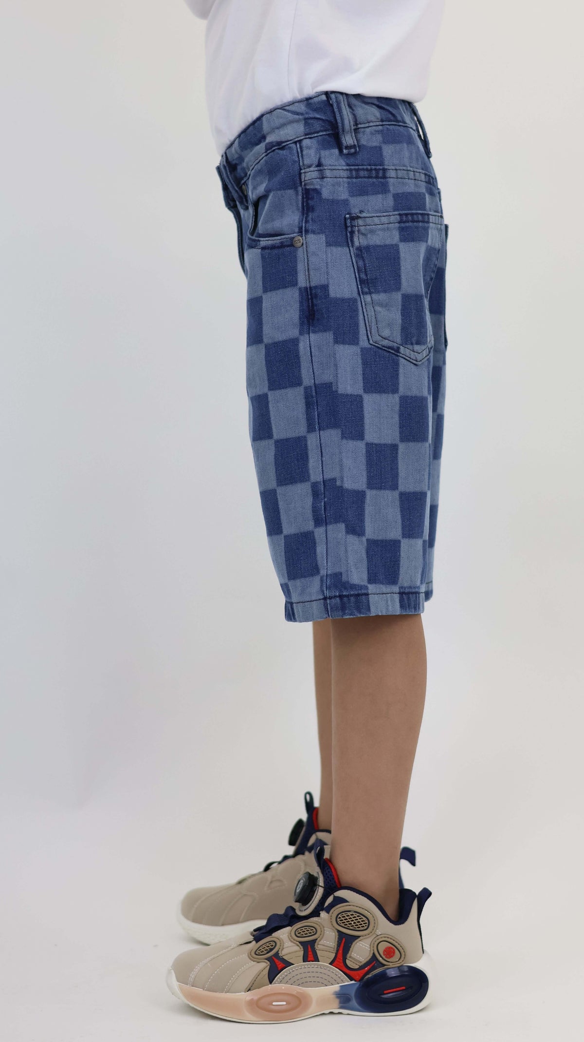 Kids Checkered Denim Shorts