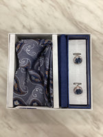 Pierre Cavelli Men’s Paisley Tie, Pocket Square & Cufflinks Gift Set