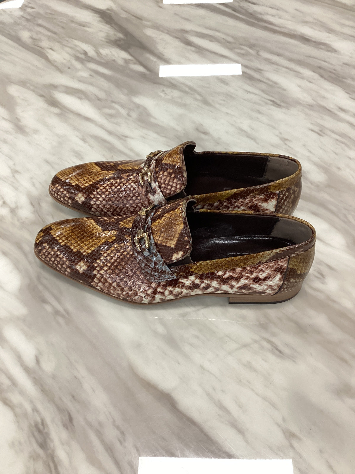 Men’s Snake-Embossed Leather Loafers with Metal Bit