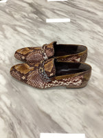 Men’s Snake-Embossed Leather Loafers with Metal Bit