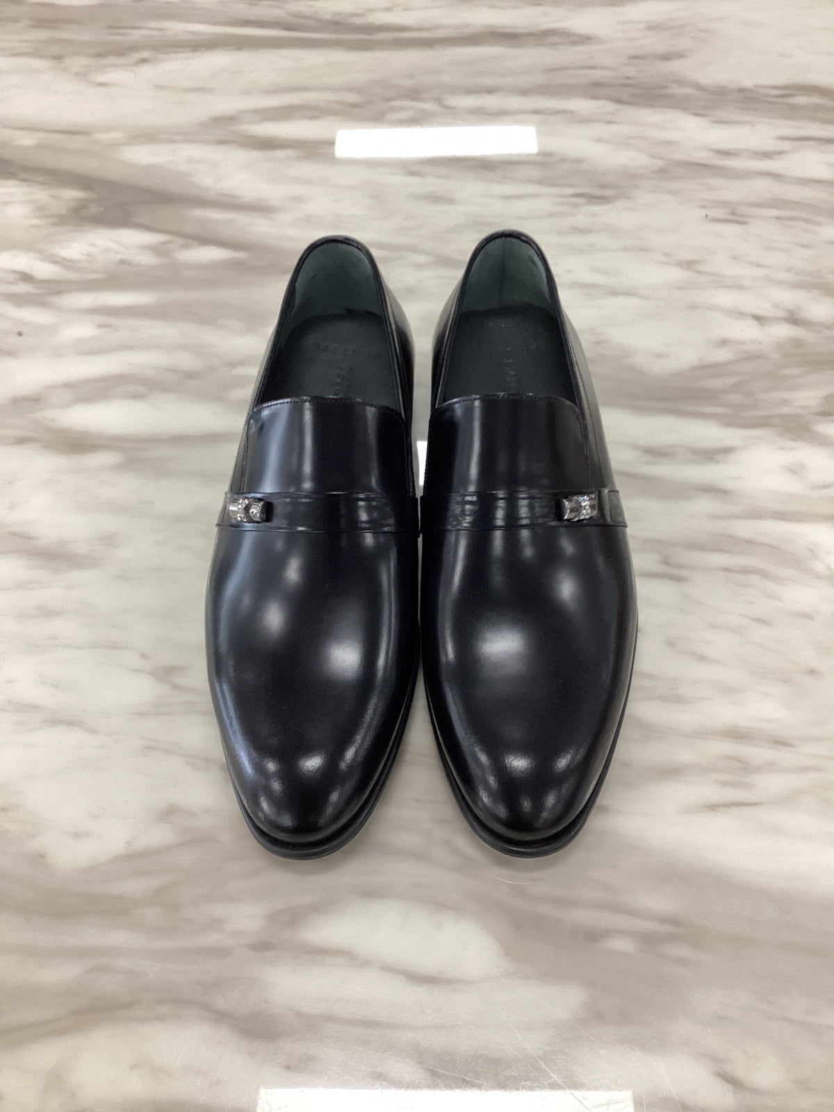 Marco Divaio Men’s Matte Leather Loafers with Metal Detail.(FFF)