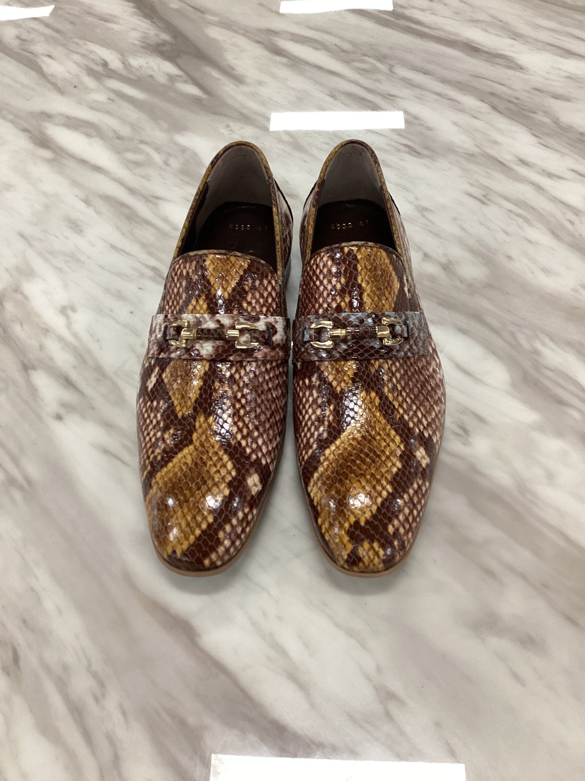 Men’s Snake-Embossed Leather Loafers with Metal Bit