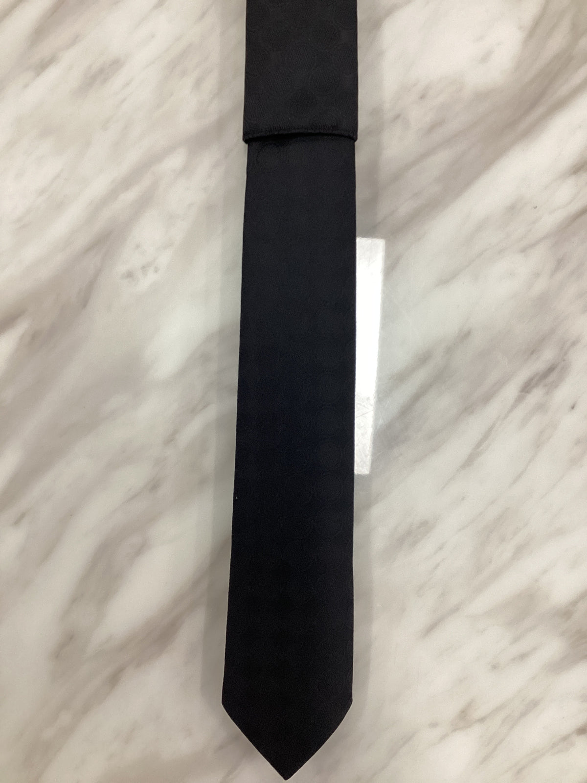 Formal Men’s Patterned Black Necktie with Pocket Square