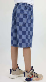 Kids Checkered Denim Shorts