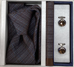 Pierre Cavelli Men’s Paisley Tie, Pocket Square & Cufflinks Gift Set