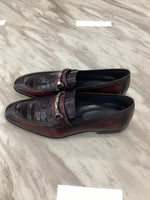 Men’s Crocodile-Embossed Leather Loafers with Metal Bit