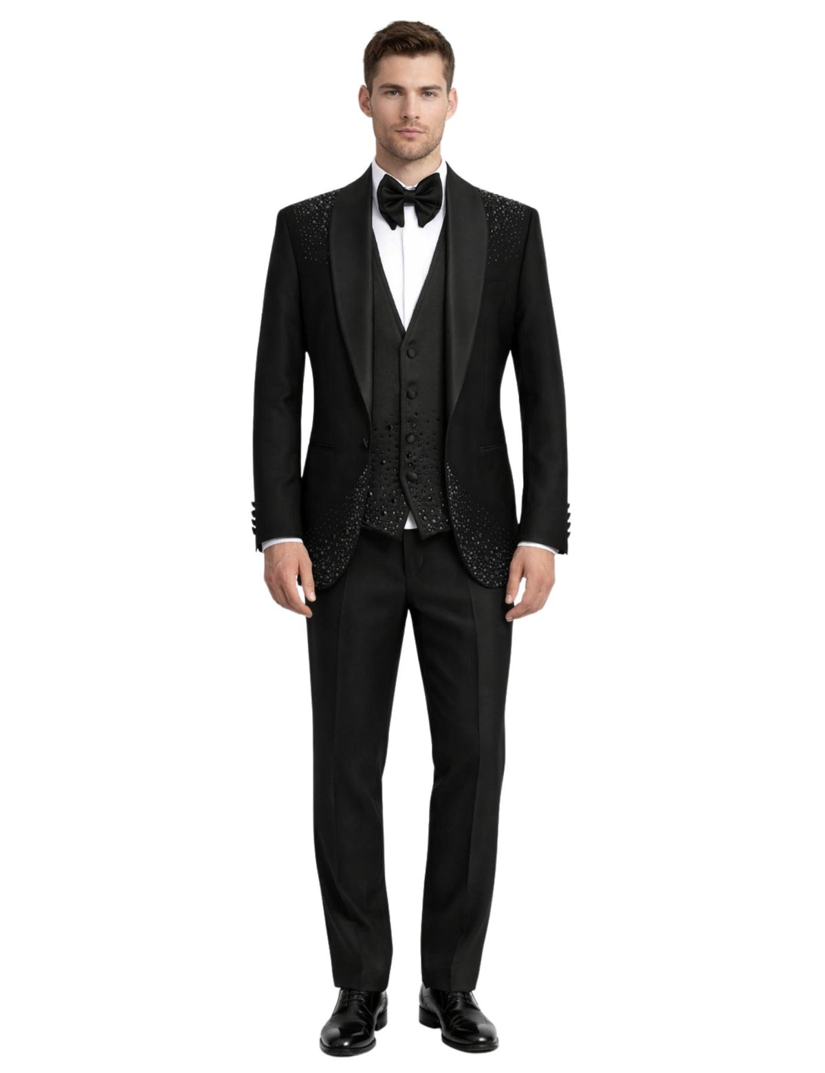 Musculini Men’s Three-Piece Suit+ Bow tie